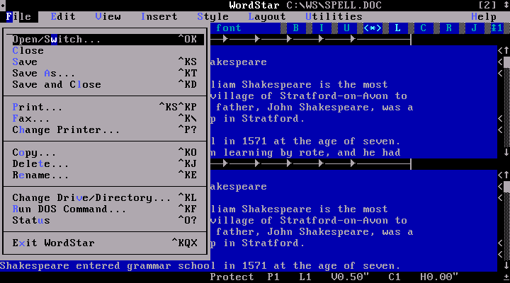 WordStar 7.0a - Edit